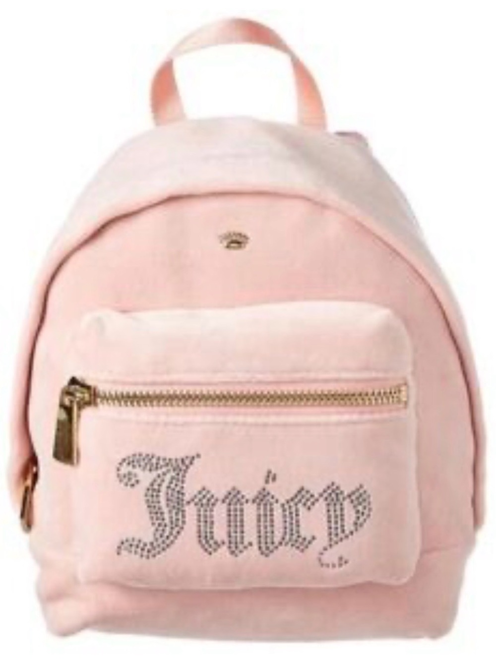 Juicy Couture Black Label Pink Velvet & Rhinestone Mini Backpack
